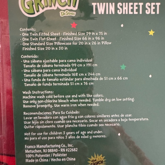 Grinch 3-Piece Twin Sheet Set - Picture 3 of 6